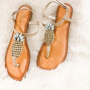 🍍Carlos Santana Pineapple Jeweled Sandals Sz7.5🍍